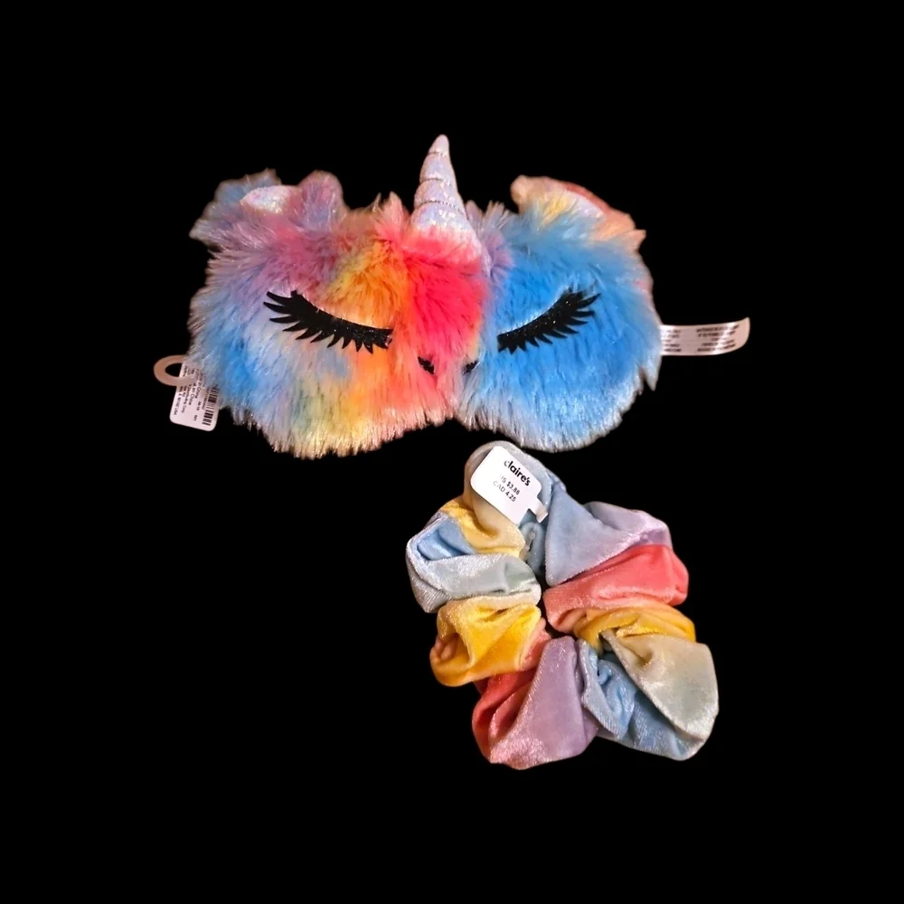 Colorful Unicorn Sleep Mask and Scrunchie Set